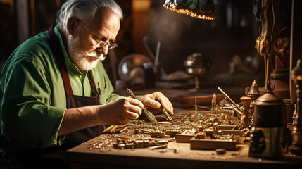 Jeweler Working in His Workshop.