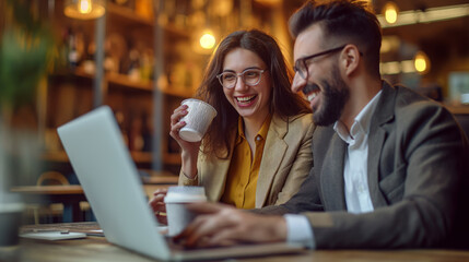 Corporate Coffee Break: Happy Business People in Office Environment
