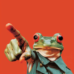 The frog extended a finger