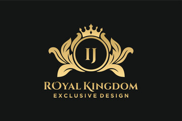 Letter IJ template logo Luxury. Monogram alphabet . Beautiful royal initials letter.