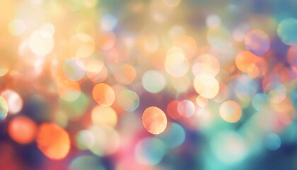 Obraz premium Defocused abstract bokeh background pastel colored, flare from lights, blurred round bokeh as holiday fon, celebration wallpaper. Glittering aesthetic textured pattern Purple,pink neon lights