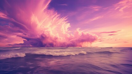 Fototapeta na wymiar Purple sky and beautiful sea