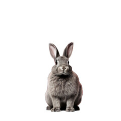 Obraz premium gray rabbit sitting on a transparent background png isolated