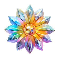 Fototapeta premium iridescent flower crystal on a transparent background png isolated