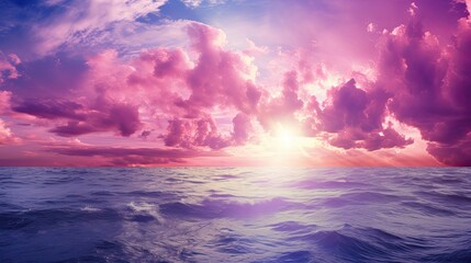 Obraz premium Purple sky and beautiful sea