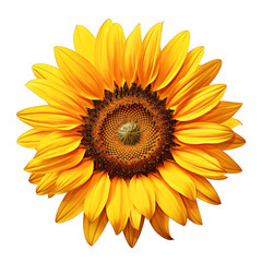 Fototapeta premium a large yellow sunflower on a transparent background png isolated