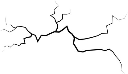 Black lightning bolt. Earth crack.Thunderstorm and lightning. Natural phenomena. Vector illustration