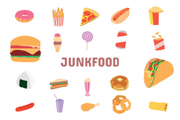 Junkfood Flat Vector Illustration Icon Sticker Set Design Materials