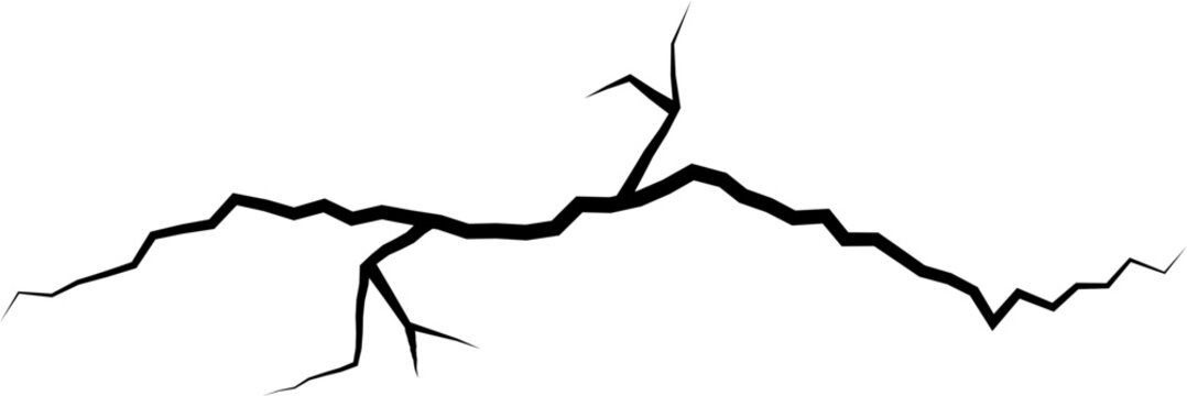 Black lightning bolt. Earth crack.Thunderstorm and lightning. Natural phenomena. Vector illustration