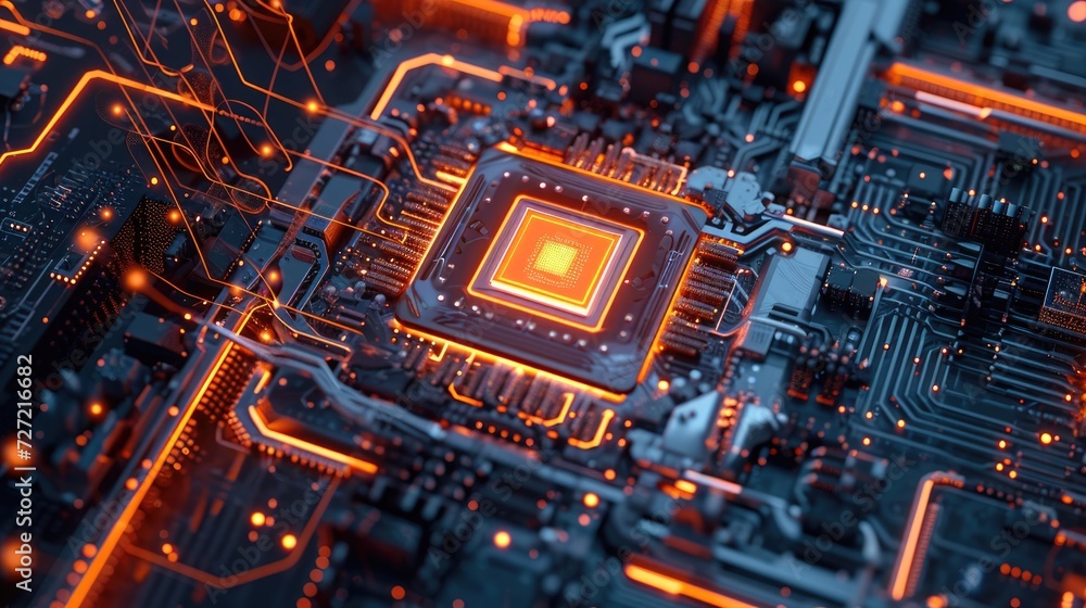 Poster abstract,close up of electronic circuits technology on mainboard computer background. (logic board,c