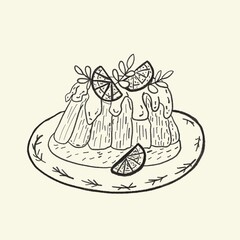 hand drawn illustration of a cake