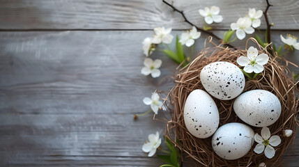 Bird Nest Filled With Eggs on Wooden Table
