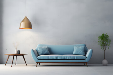 Modern and Stylish Blue Sofa Home Interior Mockup, Interior Design Inspiration for Living Room Furniture, Decor, and Room Decor, Blue sofa, , Furniture.AI Generative 