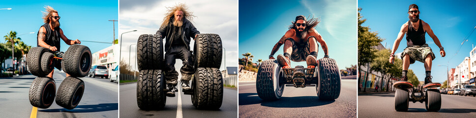 big tires Combines the thrill of skateboarding with the rigors of off-roading. Gives riders a...