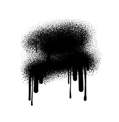 Black color spray paint or graffiti design element on the transpartency background. Creative elements.  