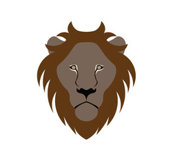 Vector illustration of a cartoon lion portrait on a white background