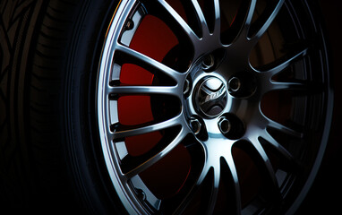Wheel Close-Up: High Detail Photo Capturing the Intricacies of a Car Wheel