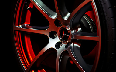 Close-Up Alloy Brilliance: High Detail Photo of a Car Wheel