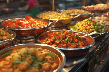 Oriental food   Indian takeaway at a Londons market