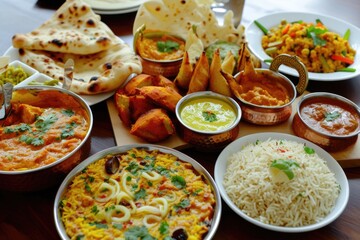 Fototapeta premium Popular Indian food selection in Europe