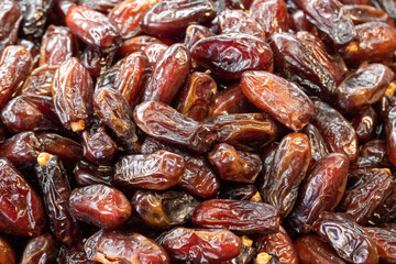 Fresh date varieties sold in date shops in the date market,