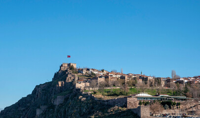 Ankara, Türkiye-January 22, 2024: View of Ankara castle,