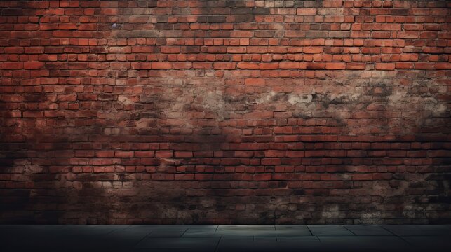 Fototapeta large red brick wall texture  in dark background