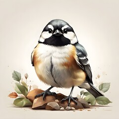 black-capped chickadee (Poecile atricapillus)  in a colorful watercolor style. Generative AI