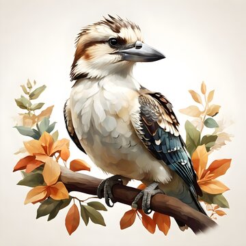 recommend clip art: Kookaburra, Dacelo novaeguineae, in a colorful watercolor style.  Generative AI
