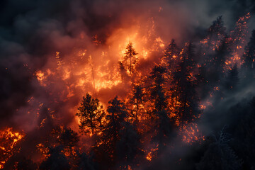 Fototapeta na wymiar Inferno Symphony: A Majestic Forest Ablaze