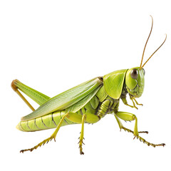 Grasshopper close up full body, isolated on white background - obrazy, fototapety, plakaty