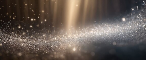 Streams of silvery and golden particles with a slight bokeh