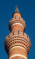 Ankara, Turkey-January 22, 2024: Close-up of the minaret of Hacı Bayram Veli Mosque, one of the...