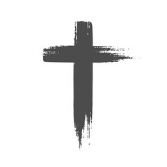 Cross clipart black and white, ash cross, grunge christian cross for Ash Wednesday card, poster, banner, post, wishes, church clipart, lent, ashes, religious cross isolated on white background - obrazy, fototapety, plakaty