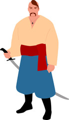 Ukrainian Kozak (Сossack) with a saber. Transparent background Vector illustration