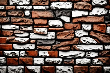 Close-up view of brick wall texture background stylized like a stone in white, brown and black colours