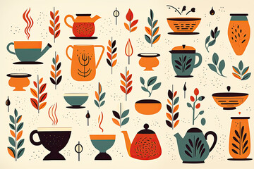 Vintage colors coffee abstract poster