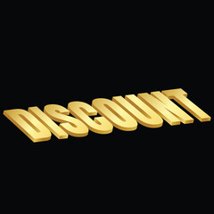 Golden Vector 3D DISCOUNT Text Design for Sell banner