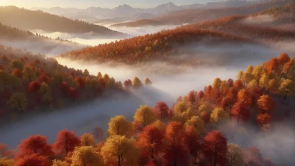 Fotobehang landscape with fog © chep