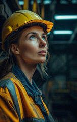 Industrial worker woman with safety clothing