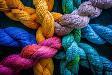 Colorful Braided Ropes in Close-Up View