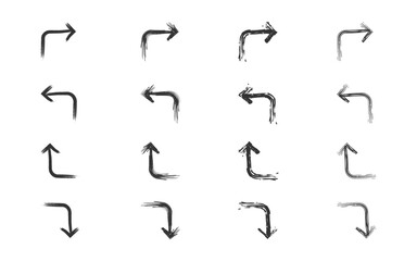 Hand drawn direction arrow icon set. Vector illustration