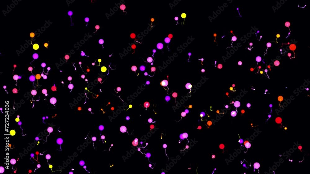 Aufkleber video clip one-minute computer render of an abstract screensaver with meshes in the form of colored 