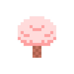Fototapeta premium ドットで描かれた桜の木のゲームイラスト