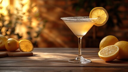 Sunny Citrus Cocktail, Fresh Lemon Martini, Zesty Margarita with a Twist, Golden Sunset Drink.