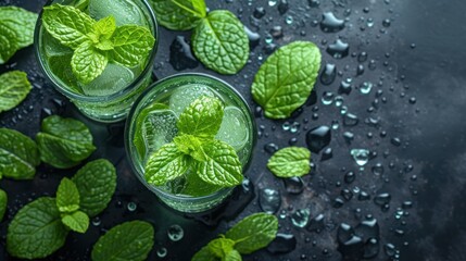 Minty Mojitos, Freshly Squeezed Lemonade with Mint Leaves, Cool and Refreshing Mint-Infused Drinks, A Glass of Iced Tea with a Touch of Mint.