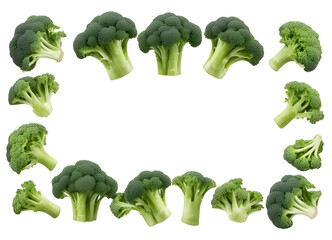 broccoli rectangular frame isolated on transparent background