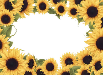 sunflower frame isolated on transparent background