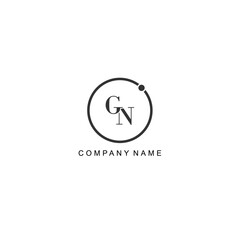Initial GN letter management label trendy elegant monogram company