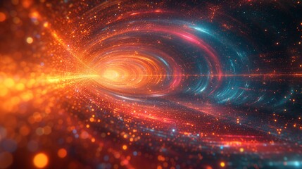 Obraz premium Interstellar abstract tunnel. Vibrant cosmic galaxy corridor background